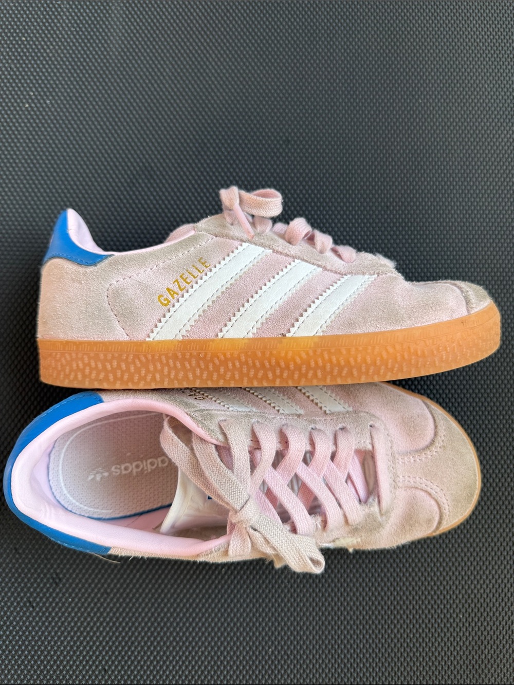 adidas kids  Suede Sneakers in Light Pink with Blue Heel